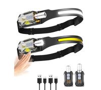 Zumhigh Lampe Frontale LED Rechargeable, 2 Pièces avec 9 Modes d'Éclairage, Faisceau Réglable, Torche Frontale Retirable pour Randonnée, Camping, Pêche et Escalade Nocturne [Classe énergétique A+++]
