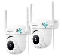 ZUMIMALL Caméra de surveillance extérieure 5 MP 5G/2,4 GHz WiFi Surveillance extérieure filaire PTZ 355°/90° PTZ 24/7, vision nocturne en couleur, stockage cloud, détection IA (2 pièces)