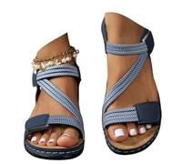 ZUMKEAY Sandales Confort Femme Compensees Été Mode Élégance Mules Sandales Bout Ouvert Rome Strass Bride Cheville Chaussures pour Plage Vacances Tongs de Claquette Disponibles En Plusieurs Couleurs