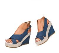 ZUMKEAY Trekking Sandalen Damen Compensées Escarpins Classiques Talon Compensé Été Plateforme Femmes Semelle en Antiderapante Confortable Décontractées avec Lanières et Bride à La Cheville pour Lété
