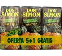ZUMO PIÑA UVA DON SIMÓN - Pack 2 x (6 × 200 ml) | Jus de fruits Ananas & Raisin à base de concentré
