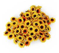 ZUMUii Butterme 100x qualité supérieure Tournesols Soie Tête Artificielle Gerbera Fleurs pour la Maison de soirée de Mariage Bricolage décoration