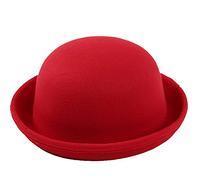 ZUMUii Butterme Enfants Rouleau Brim Dura Cloche Chapeau Melon d'hiver Feutre Chapeau Fedora Billycock Rouge