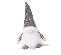 Zunate 1Pc Poupée de Noël sans Visage en Peluche avec Lumière Chaude (Grey) | Casquette à paillettes chatoyantes, barbe en fausse fourrure douce, lumière à piles, accent festif pour la maison, figurine