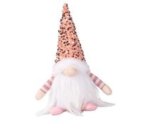 Zunate 1Pc Poupée de Noël sans Visage en Peluche avec Lumière Chaude (Pink) | Casquette à paillettes chatoyantes, barbe en fausse fourrure douce, lumière à piles, accent festif pour la maison, figurine