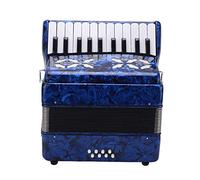 Zunate Accordéon 22 Touches 8 Basses Celluloïd | Instrument pour Enfants Débutants, Sangles Réglables Vertes Portables (bleu foncé)