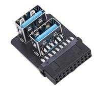 Zunate Adaptateur de Panneau Avant USB 3.0 19 Broches vers Double Connecteur de Type A, Convertisseur à 90 Degrés pour Carte Mère, Transfert de Données Haute Vitesse 5 Gbit/s, Extension Plug and