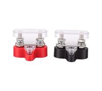 Zunate Barre de Bus de Batterie Marine 1/4" M6 Bloc de Distribution d'énergie à Double Goujons Boîte de Jonction Positive et Négative avec Couvercle Transparent pour Voiture, Bateau, Automobile