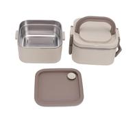 Zunate Boîte à Lunch Isotherme 1400 Ml Empilable 2 Couches en Acier (Beige) | Porte-repas Portable, pour étudiants adultes, pot de nourriture thermique, étanche, prise en main facile