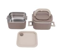 Zunate Boîte à Lunch Isotherme 1400 Ml Empilable 2 Couches en Acier (BROWN) | Porte-repas Portable, pour étudiants adultes, pot de nourriture thermique, étanche, prise en main facile