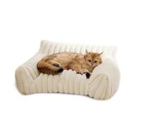 Zunate Canapé-lit pour Chat et Chien, canapé D'intérieur Doux avec Rembourrage en Mousse, Entretien Facile, Options de Matériaux Blanc/Rose/café/Gris/Beige, adapté à Toutes Les Saisons (M)