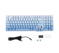 Zunate Clavier Mécanique sans Fil, Bluetooth 2,4 GHz, Filaire, Remplaçable à Chaud, RGB, Gaming, 15 Effets Lumineux, pour Wins, iOS et Android, PC et Jeux. (Bleu et Blanc)