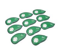 Zunate Ensemble de 10 Housses de Fer de Golf en PU |Waterproof Four Leaf Clover Head Covers for Clubs 4-9 A P S X, Soft Durable Protective Golf Accessories for Men Women (Green)
