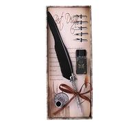 Zunate Ensemble de Stylos Plume Rétro Classiques avec 5 Plumes, Stylo d'écriture de Calligraphie de Luxe, Motif sculpté Exquis, Coffret Cadeau Parfait pour Noël, Saint-Valentin, Noir (noir rétro)
