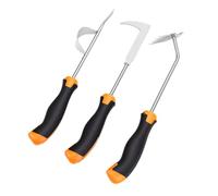 Zunate Ensemble d'outils de Désherbage en Acier Inoxydable, 3 Pièces, Désherbant de Jardin, Désherbeur Ergonomique à Main avec Désherbeur de Fente en Forme de L, à Traction en Forme de V, à 4 Dents,
