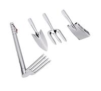 Zunate Ensemble d'outils de Jardin, 4 Pièces, Truelle à Main et Râteau en Acier Inoxydable pour Le Désherbage, la Plantation, Le Creusement du Sol, Râteau à Dents et Ensemble de Cultivateur Manuel