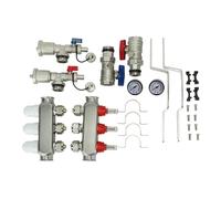 Zunate Kit de Collecteur de Chaleur Radiante à 3 Boucles pour Chauffage | Vanne de contrôle de débit de précision, corps en acier inoxydable brossé, système de chauffage au sol, kit d\'installation