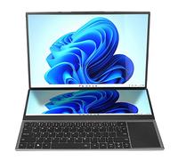 Zunate Ordinateur Portable à Double écran, Double Affichage Intelligent 16 Pouces et 14 Pouces, 16 Go de RAM et 64 Go de SSD, avec Clavier Numérique Pleine Taille, pour Système Windows