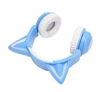 Zunate Oreillette Bluetooth Cat Ear pour Enfants |Casque Filaire Stéréo sans Fil avec Micro à Lumières LED (Blue)