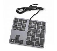 Zunate Pavé Numérique USB C, HUB 5 Gbit/s, pavé Numérique Filaire, Taille 34 Touches, Clavier Externe Noir, pavé Numérique Filaire Fin pour la Saisie de Données, pour Ordinateur