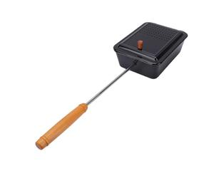 Zunate Popcorn Popper de Camping, Batterie de Cuisine Portable de 3,5 Litres, Parfaite pour les Rassemblements en Plein Air, en Fer Durable et en Bois Massif (BLACK)