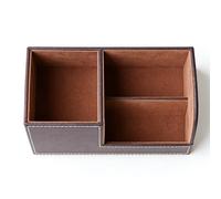 Zunate Porte-stylo de Bureau Ergonomique, Boîte de Rangement de Table Multifonctionnelle Compacte 8x4x4 Pouces pour le Bureau (Couleur Café)