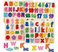 Zunate Puzzles en Bois en Forme de Chiffres et D'alphabet, Jouets éducatifs d'apprentissage pour Garçons et Filles, Améliore la Concentration des Enfants, Les Compétences en Résolution de Problèmes,