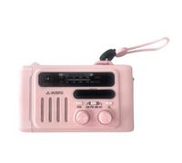Zunate Radio à Manivelle d'urgence, AM FM USB/Radio Météo d'urgence Solaire Type C Chargeur de Téléphone avec Lampe de Lecture Réglable à 180 ° 3 Mode Lampe de Poche BTSpeaker SOS (Pink)