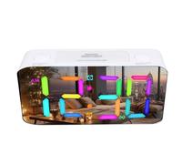 Zunate Réveil de Miroir de 7 Pouces, Lumière Nocturne RVB avec 15 Modes de Couleur Vibration de Lit pour les Seniors de Dormeurs Lourds, avec 5 Niveaux de Volume, 2 Alarmes, 3 Modes (WHITE)