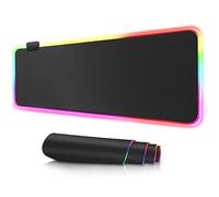 Zunate Tapis de Souris de Jeu RVB, Tapis de Bureau Lumineux avec Barre Lumineuse LED, Très Grand Tapis de Souris Antidérapant, Base étanche, pour Tapis de Clavier ROG