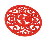 Zunate Tapis Rond de Support de Marmite en Silicone |Dessous de Plat Antidérapant Résistant à la Chaleur pour Vaisselle, Théière (Rouge)