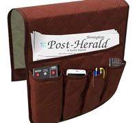 Zundo Accoudoir Canapé Organisateur Titulaire de Canape, 5 Poches Organiseur pour Accoudoir de Fauteuil, Suspendre Poches Economie D'espace(Café)