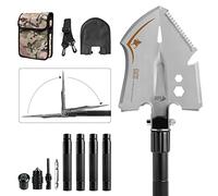 Zune Lotoo Pelle Pliante, 15 en 1 Pelle Multifonction Portable en Acier au Carbone avec 3 Combinaisons de Longueur, Pelle Pliante Compacte pour Camping, Randonnée, Jardin, Aventure, Pêche