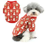 Zunea Chandail de Noël pour chiens de petite taille, manteau de Noël pour chiots avec anneau en D, veste à motif sapin de Noël, pull fin doublé en polaire pour temps froid Taille XS/S pour animal de