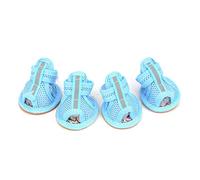 Zunea Chaussures d'été pour Petit Chien Chiot pour chaussée Chaude en Maille Respirante antidérapant Protection des Pattes réglables réfléchissantes pour Chihuahua Bleu 4