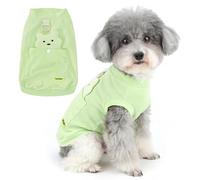 Zunea Chemises d'été pour petits chiens avec anneau en D doux et respirant sans manches pour chihuahua, yorkshire, motif ours mignon, débardeur extensible, taille XS/S, vert, XL