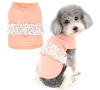 Zunea Chemises D'été pour Petits Chiens Filles T-Shirt sans Manches à Motif Floral Respirant et Rafraîchissant Chiot Vêtement pour Chiens et Chats Chihuahua Orange XXL
