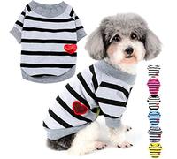 Zunea Chemises pour Petits Chiens D'été T-Shirt Basique à Rayures Chiot Vêtement à Paillettes en Forme de c?ur Sweat-Shirt à Manches Courtes en Coton Doux pour Animal Domestique Chihuahua Gris S