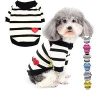 Zunea Chemises pour Petits Chiens D'été T-Shirt Basique à Rayures Chiot Vêtement à Paillettes en Forme de c?ur Sweat-Shirt à Manches Courtes en Coton Doux pour Animal Domestique Chihuahua Jaune S