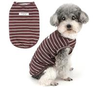 Zunea Chemises rayées pour petits chiens XS/S Taille XS/S Gilet d'été T-shirt doux respirant sans manches Débardeur léger Pull T-shirt pour chihuahua Doggie Yorkshire Marron M