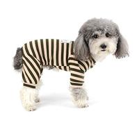 Zunea Chien Vêtements Pyjama pour Petit Chien en Coton Doux pour Chiot Barboteuse 4 Jambes Combinaison Cosy Bodies Pyjama pour Animal Domestique Marron L