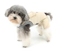 Zunea Combinaison à rayures pour chiens de petite taille - Vêtements mignons pour chiots - Tenue avec anneau pour laisse - Doux et respirant - Taille XS/S - Avec grande poche pour chien, chihuahua