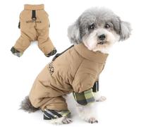 Zunea Combinaison de neige coupe-vent pour chien avec doublure en polaire pour chiens de petite taille, combinaison d'hiver à 4 pattes avec anneau de laisse intégré, vêtement complet chaud pour chiot