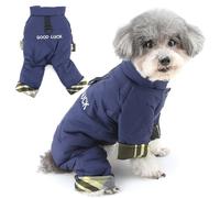 Zunea Combinaison de neige coupe-vent pour chien avec doublure en polaire pour chiens de petite taille, combinaison d'hiver à 4 pattes avec anneau de laisse intégré, vêtement complet chaud pour chiot