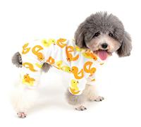 Zunea Combinaison Pyjama pour Petit Chien Adorable Salopette Donut Banane Souris Canard Football Motif Canard Vêtements Unisexe Quatre Jambes Coton Vêtements de Couchage pour Animaux Chats Chiots