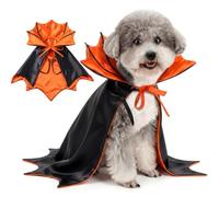 Zunea Costume d'Halloween cape de vampire pour chiens de petite, moyenne et | Polyester satiné doux, réversible, sangle de cou réglable, col montant chauve-souris, tenue de déguisement, fête, cosplay