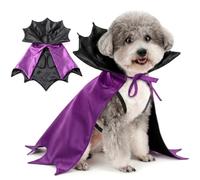 Zunea Costume d'Halloween Cape de vampire pour chiens de petite, moyenne et | Polyester satiné doux, réversible, sangle de cou réglable, col montant chauve-souris, tenue de déguisement, fête, cosplay