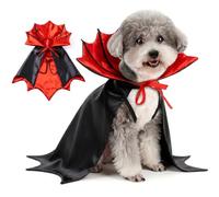 Zunea Costume d'Halloween pour chien, cape de vampire pour chiens de petite | Polyester satiné doux, réversible, sangle de cou réglable, col montant chauve-souris, tenue de déguisement, fête, cosplay