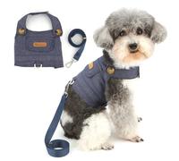 Zunea Ensemble harnais et laisse en jean pour chiens de très petite et petite taille - Harnais doux pour la promenade des chiens de très petite et petite taille - Vêtements pour animaux de compagnie