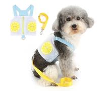 Zunea Ensemble harnais et laisse pour chiens de petite taille avec fermeture éclair - En maille douce et respirante - Motif citron mignon - Taille XS/S - Pour chihuahua, yorkshire, chat, bleu, taille